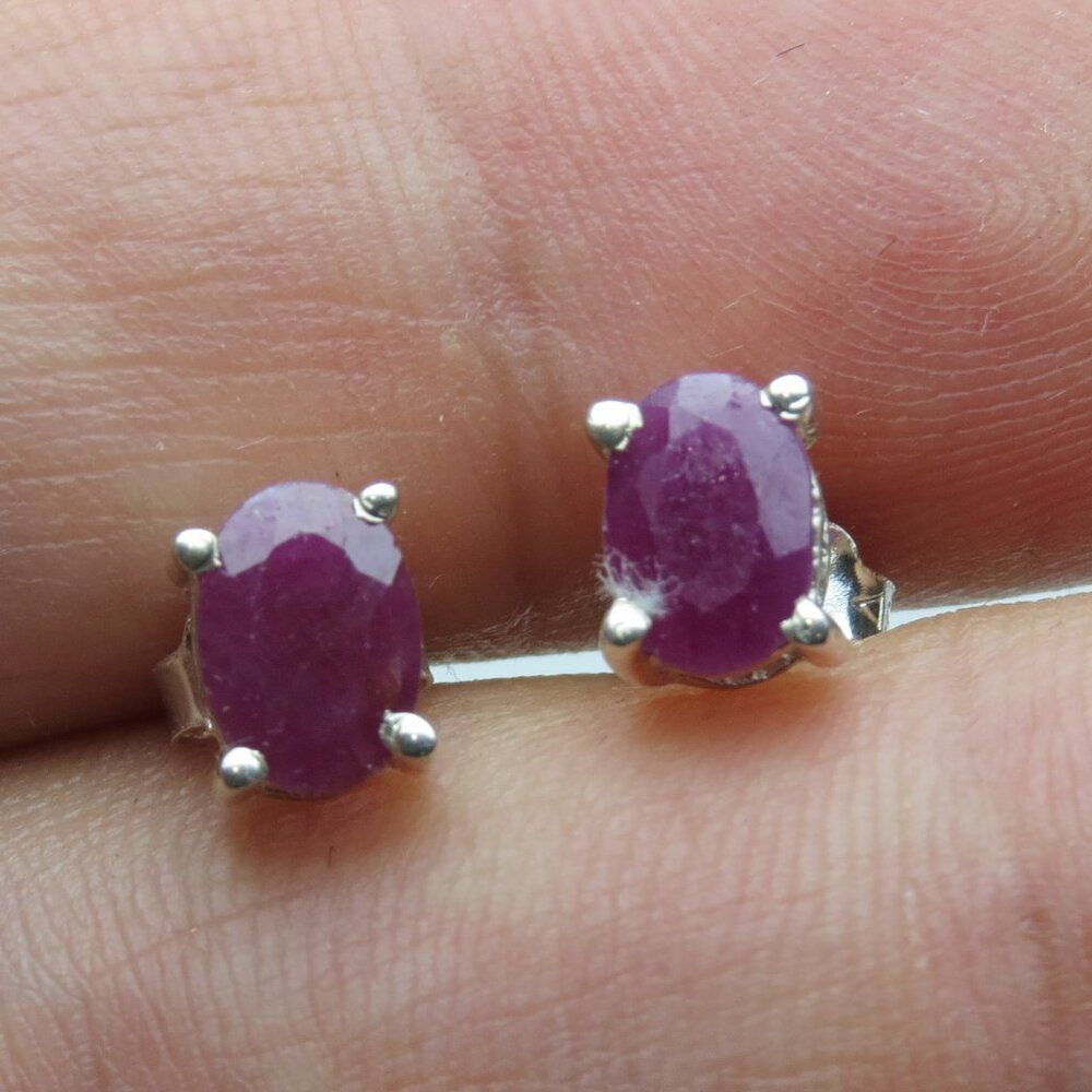 925 sterling silver ruby stud earrings
